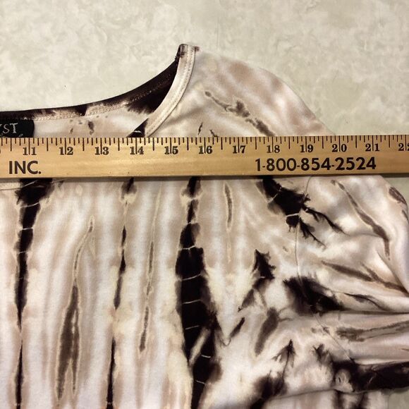 Tryst Tie Dye LS Shirt Top Turquoise Beige Orange Brown Boho ASO Phoebe Buffay - Picture 7 of 9